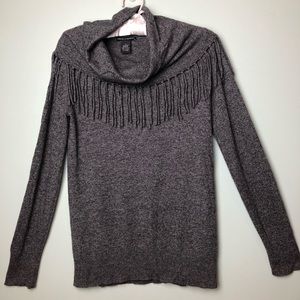 Chelsea & Theodore Cowl Neck Fringe Sweater. Size M